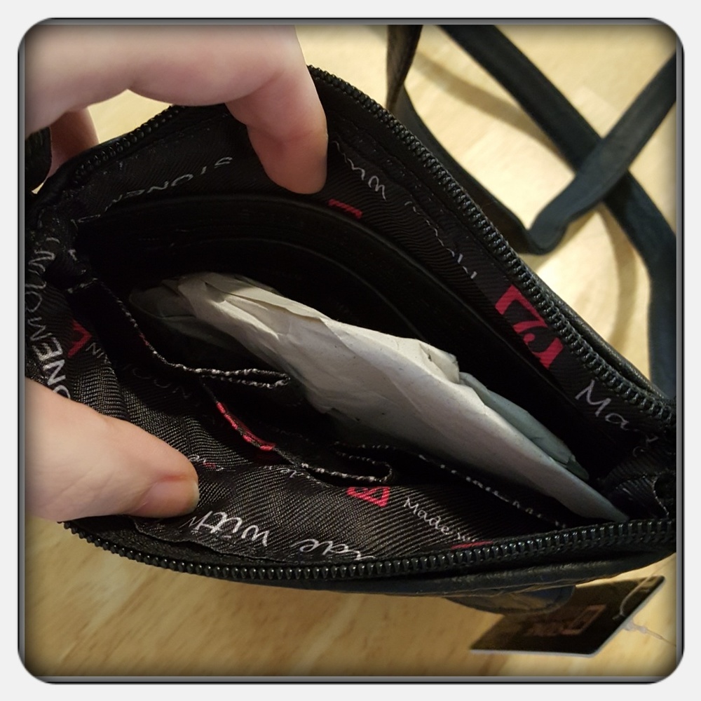 NWT Genuine Black Leather Mini Crossbody Bag - Picture 2 of 7